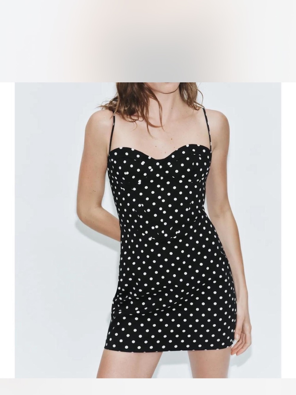Zara Black Polka Dot Spaghetti Strap Mini Dress